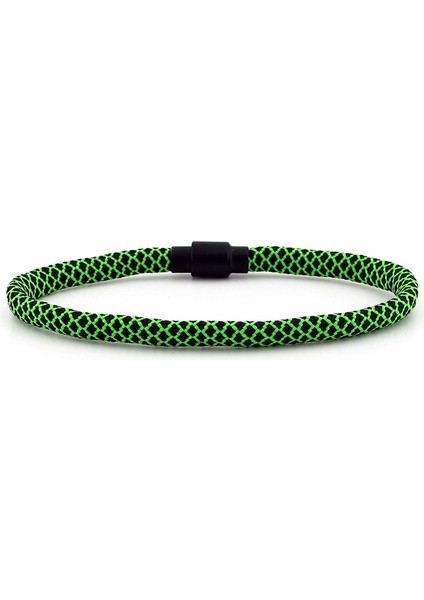 Yeşil Siyah Paracord İpli Mıknatıslı Erkek Bileklik M012A