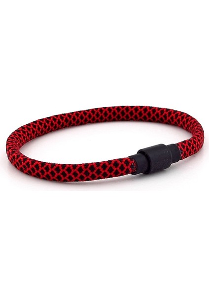 Kırmızı Siyah Paracord İpli Mıknatıslı Erkek Bileklik M012D fiyatları