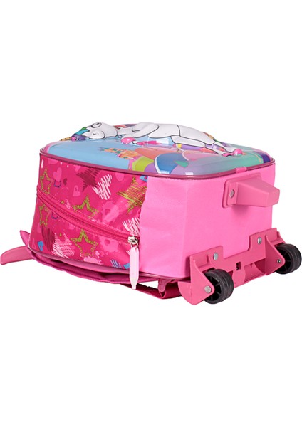 00028 Unicorn Kız Çocuk Çekçekli Anaokulu Sırt Çantası Pembe fırsatları
