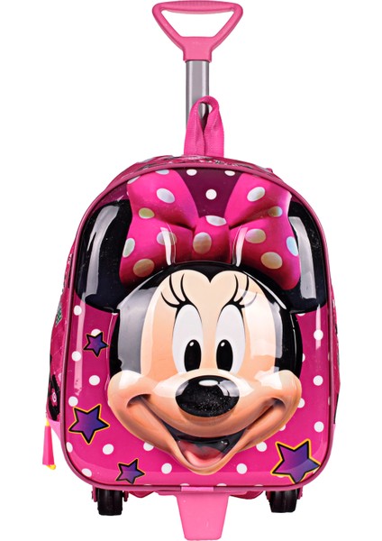 00029 Mickey Mouse Kız Çocuk Çekçekli Anaokulu Sırt Çantası Pembe