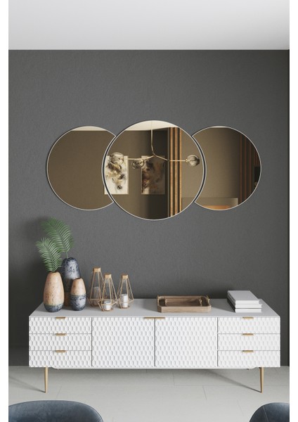 Dekoratif Bronz Ayna 3 Parçalı