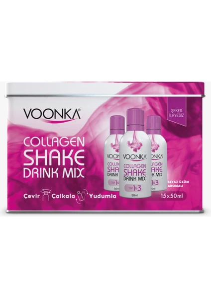 Collagen Shake Drink Mix Beyaz Üzüm Aromalı 15X50 ml