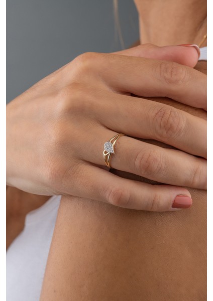 14 Ayar Altın Kalp Kadın Yüzük