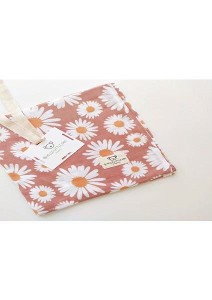 Hello Little- Daisy Organik Müslin /2 Adet Ağız Mendili ve Kese Hediyeli