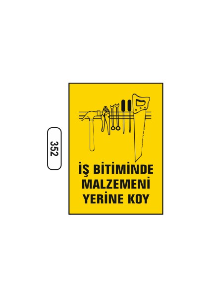 Iş Bitiminde Malzemeni Yerini Koy Uyarı Ikaz Levhası