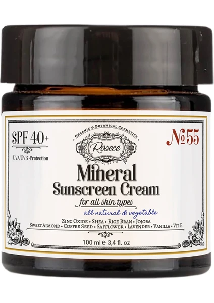 Mineral Güneş Kremi 40 Spf | Doğal Mineral Filtreli Çinko Oksit Nemlendirici Aydınlatıcı 100 ml