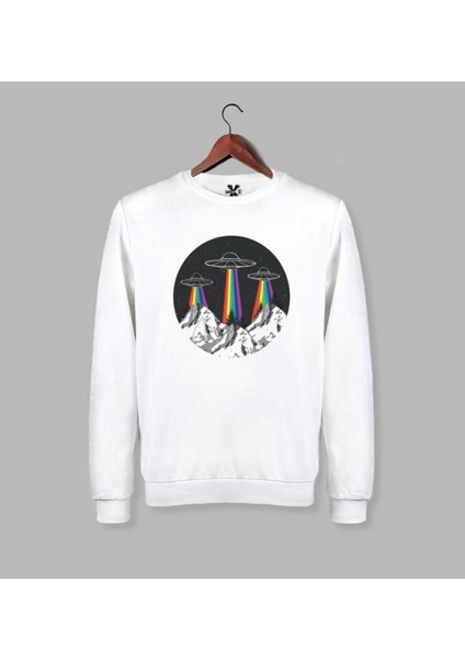 Uzaylı - Alien Baskılı Beyaz Sweat - Sweatshirt