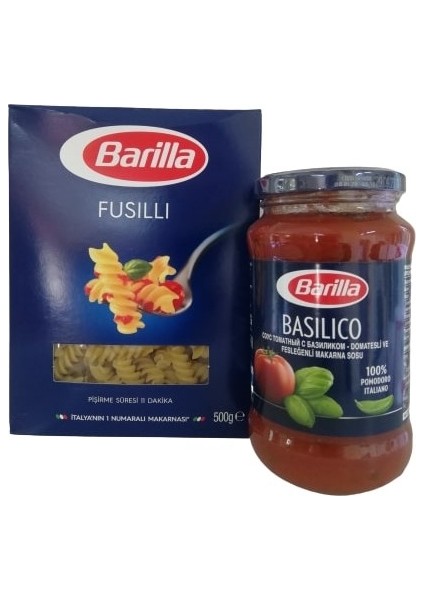 Fusilli Makarna 500 gr Barilla Basilico Makarna Sos 400 gr