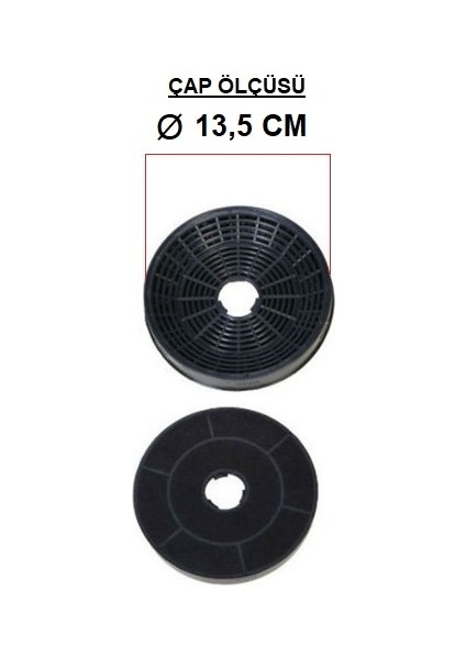 13.5 (14 cm ) Universal Karbon Filtre Aspiratör ve Davlumbaz Uyumlu