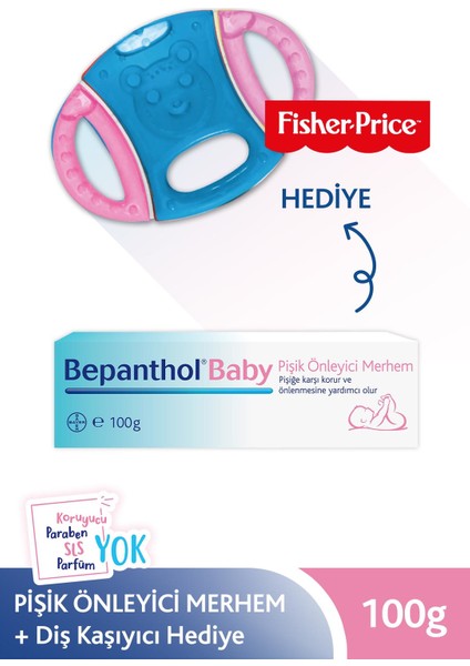 Baby Pişik Önleyici Merhem 100 gr + Pembe & Mavi Diş Kaşıyıcı