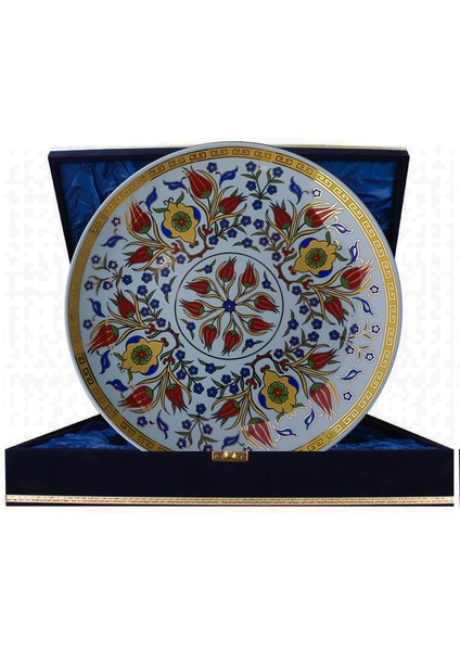 PRT 84 25 Cm Altın Yaldızlı iznik rumi Desenli Porselen Çini Tabak