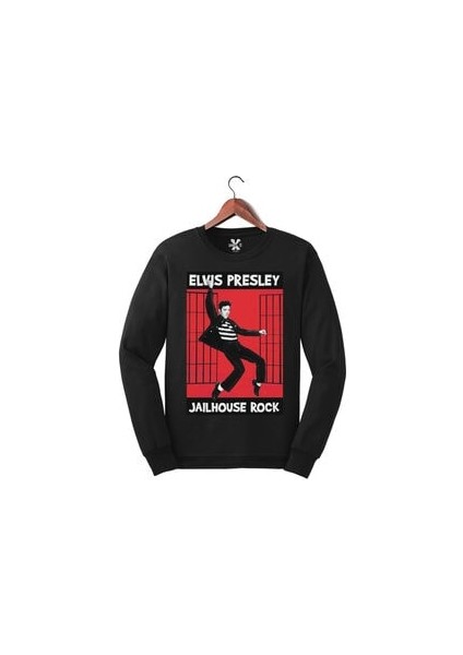 Elvis Presley Baskılı Uzun Kollu Sweat - Sweatshirt