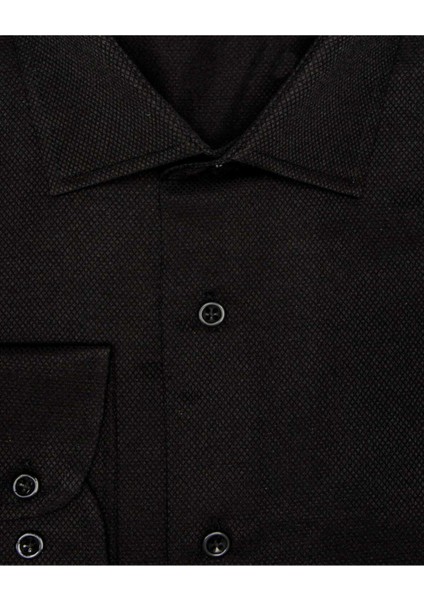 Slim Fit Armür Desenli Siyah Erkek Gömlek fiyatları
