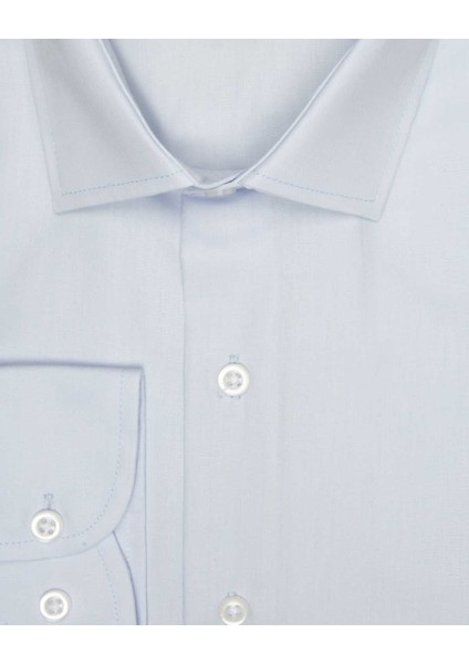 Slim Fit Açık Mavi Düz Erkek Gömlek