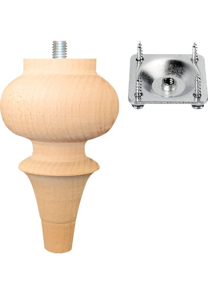 Koltuk Ayağı - Sehpa Ayağı - Baza Ayağı- Mobilya Ayağı -Ahşap Ayak / Uzunluk:15 cm / Çap:9 cm