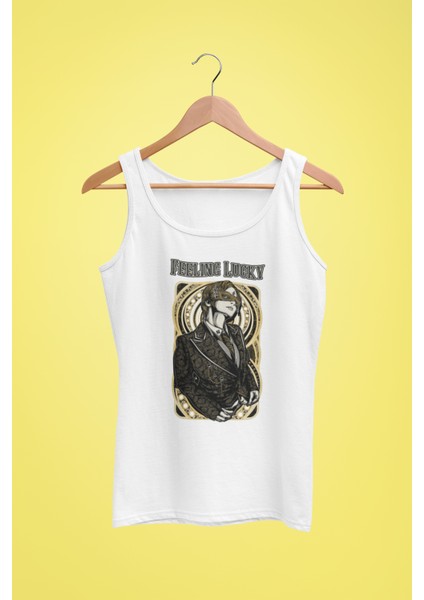 Kadın Beyaz Askılı T-Shirt Dijital Baskılı