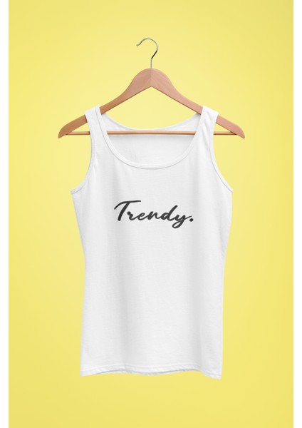 Kadın Beyaz Askılı T-Shirt Dijital Baskılı