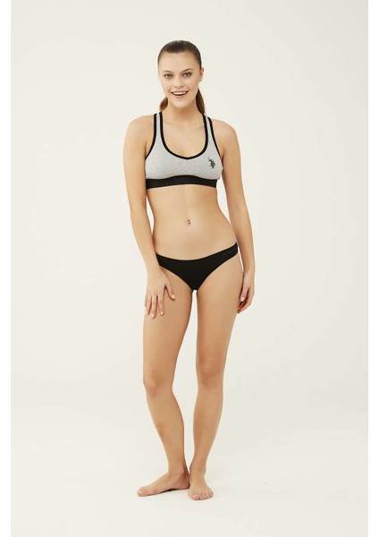 U.S. Polo Assn. Kadın Siyah - Beyaz - Ten - Somon - Kırmızı 5 Li Brazilian Slip