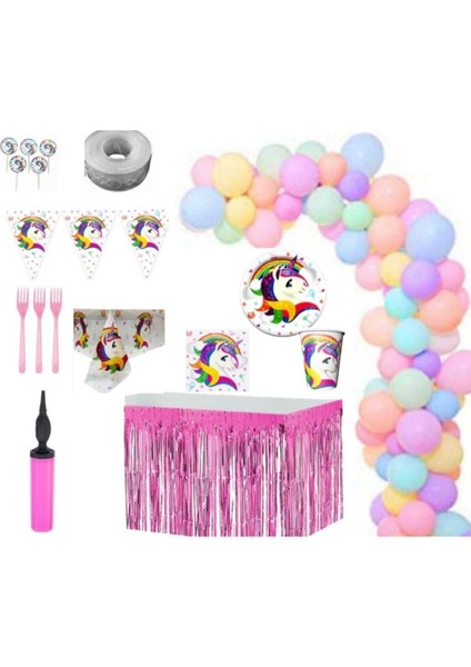 Unicorn 16 Kişilik Balon Zincirli Parti Seti