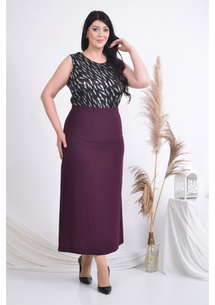 Büyük Beden Bayan Çan Etek Soralline 778 Mürdüm