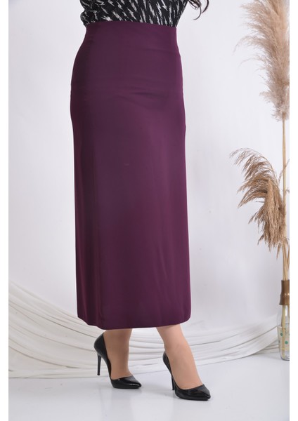 Büyük Beden Bayan Çan Etek Soralline 778 Mürdüm modelleri