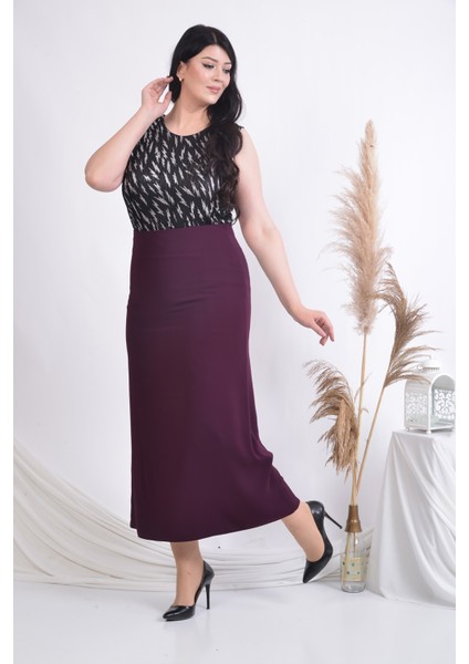 Büyük Beden Bayan Çan Etek Soralline 778 Mürdüm indirimleri