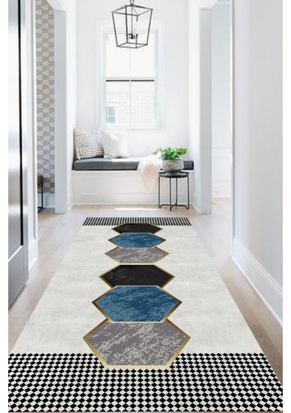 Çizgili Krem Rengi Kilim Desenli Halı