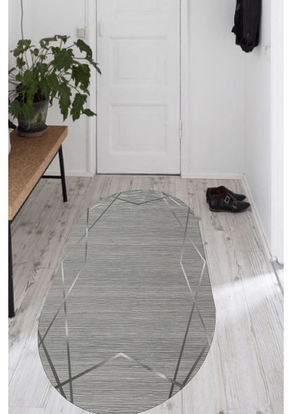 Lacivert Kenarı Çiçek Motifli Halı (Makinada Yıkanabilir) - CP520