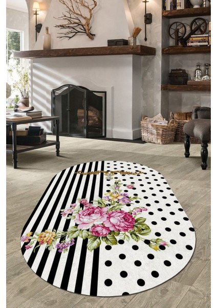 Cappio Renkli Tüy Desenli Krem Rengi Oval Halı