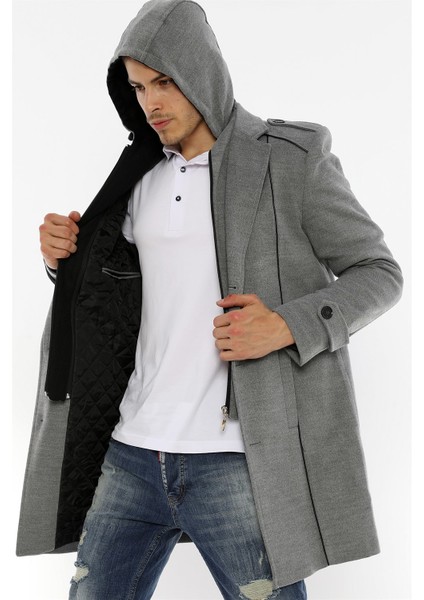 Erkek Palto Uzun Kollu Çizgili Tasarım %70 Yün 30 Polyester Midi Boy fırsatları