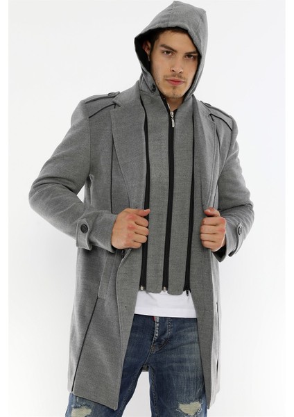 Erkek Palto Uzun Kollu Çizgili Tasarım %70 Yün 30 Polyester Midi Boy indirimleri