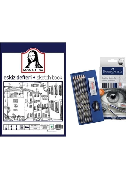 Mona Lisa A4 Eskiz Defteri + Faber-Castell Dereceli Kalem Seti