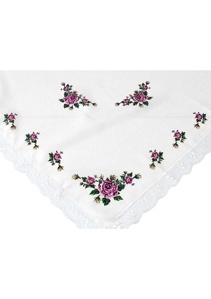 Kanaviçe Baskılı Güpürlü Fiskos Lila