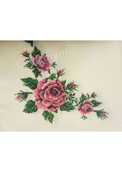 Kanaviçe Baskılı Güpürlü Masa Örtüsü Takımı 26 Parça Bordo fiyatları