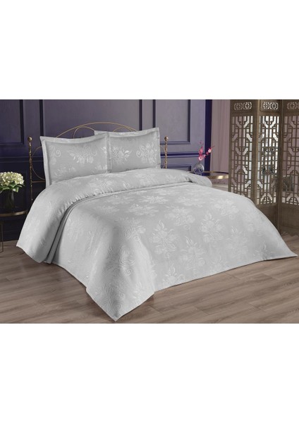 Lale Çift Kişilik Yatak Örtüsü Gri