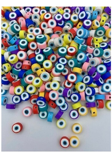 25 Adet 10MM Polimer Kil Fimo Karışık Renkli Nazar Boncuğu,göz Figür Boncuk,takı Yapımı