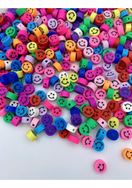 25 Adet 10MM Polimer Kil Fimo Karışık Gülen Yüz / Gülen Surat Emoji Figür Boncuk,takı Yapımı