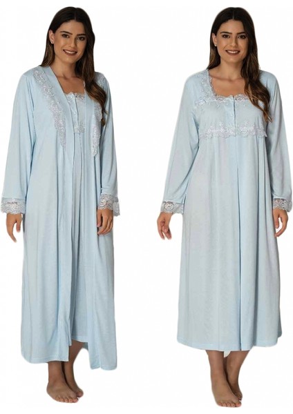 Effort 2402 Mavi Lohusa Uzun Kol Sabahlıklı Gecelik