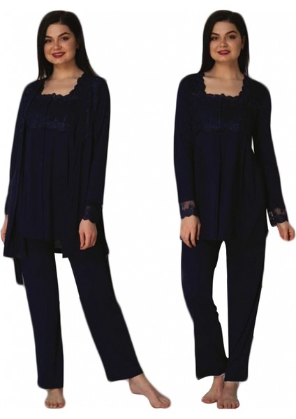 Effort Lacivert Lohusa Sabahlıklı Pijama Takımı 2401