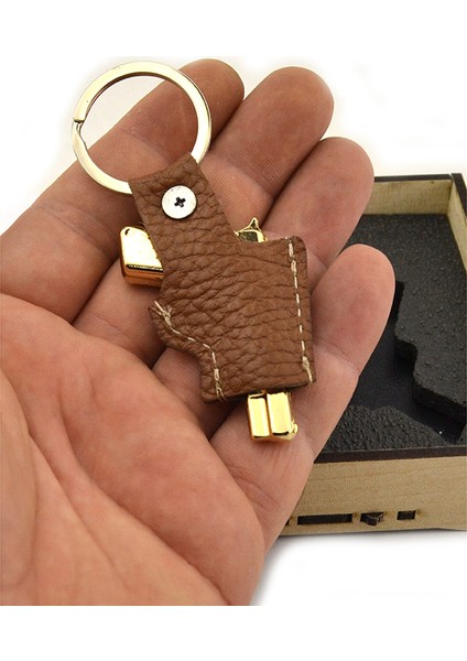 Deri Kılıflı Anahtarlık Ahşap Kutulu Gold Görünümlü fırsatları