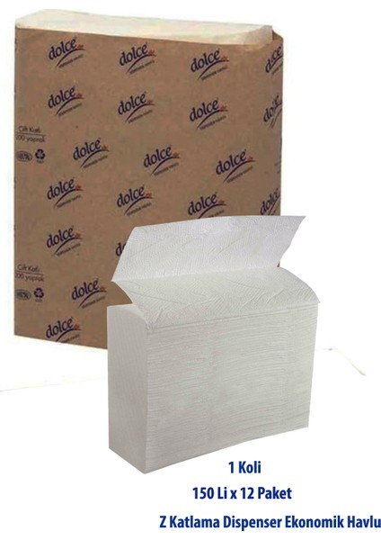 Z Katlama Dispenser Havlu 150 Li 12 Paket (1 Koli)