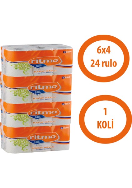 Kağıt Havlu 6 Rulo x 4 Paket (24 Rulo- 1 Koli )