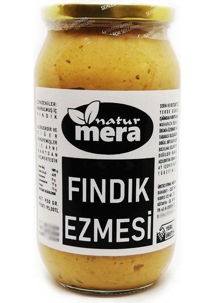 %100 Saf Şeker Ilavesiz Fındık Ezmesi 950 gr