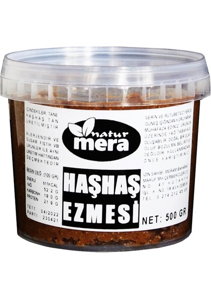 %100 Saf Şeker Ilavesiz Sarı Haşhaş Ezmesi 500 gr