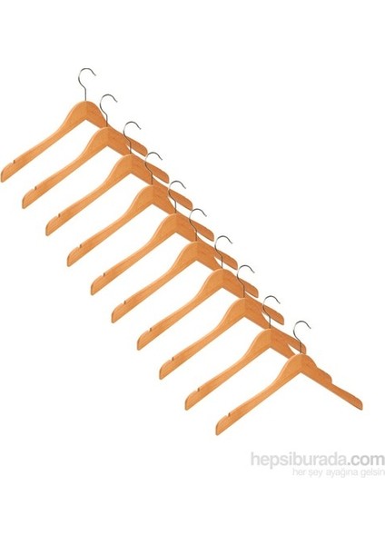 Ahşap 10'lu Naturel 44 cm Elbise Gömlek Askısı