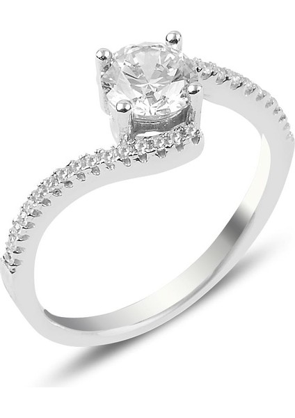 Gümüş Zirkon Taşlı Tek Taş Yüzük