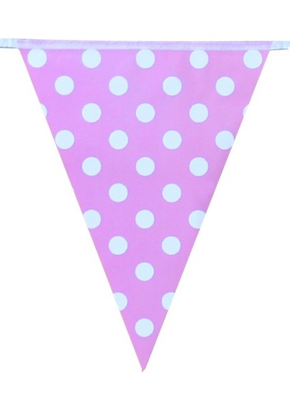Puantiyeli Üçgen Flama Bayrak Pembe