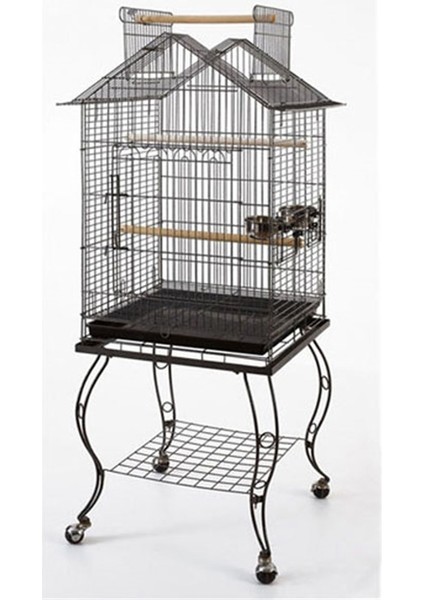 Sehpalı Papağan Kafesi Siyah