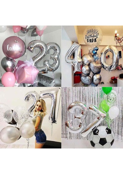 5 Beş Rakam Gümüş Folyo Balon 34" Inc 76 cm modelleri