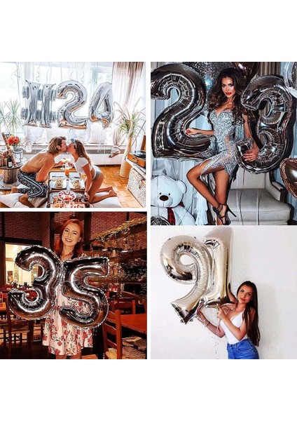 5 Beş Rakam Gümüş Folyo Balon 34" Inc 76 cm fırsatları
